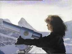 Lucy finds another telescope with a gun in it, and begins shooting back at Duran Duran in this deleted scene from the A View to a Kill video
