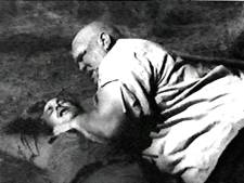 Tor demonstrates the "sleeper hold" on Jim. And the audience.