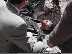 The Giggler after Wildey gets done with him. As the police note: "Not much left of this sucker!"