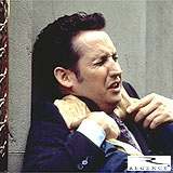 Actor Harland Williams [Darren] is greeted in the lobby by someone leaving 'Freddy Got Fingered'.