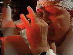 Marlon Brando diligently, if futilely, searches for the slightest trace of common sense in the script for ISLAND OF DR. MOREAU.