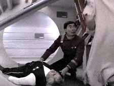 ...and is knocked out. Comedy!