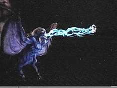 Like many flying outer space BatLions, this one shoots green cartoons beams.