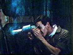 Charlie demonstrates the correct safety procedure for handling unknown alien technology